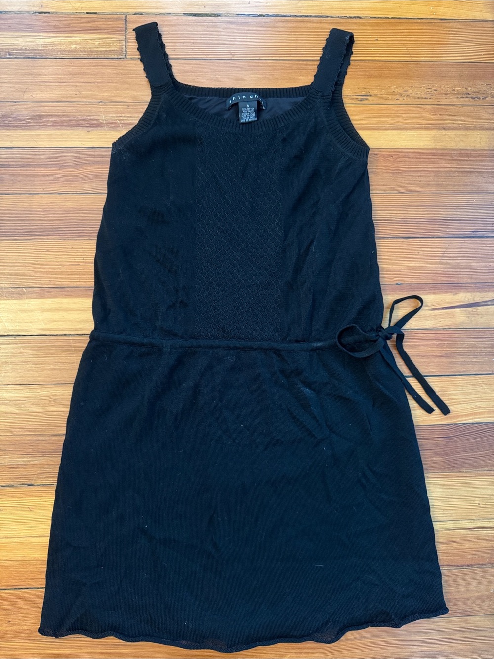 Shin Choi Black Knit Mini Dress with Tie Waist